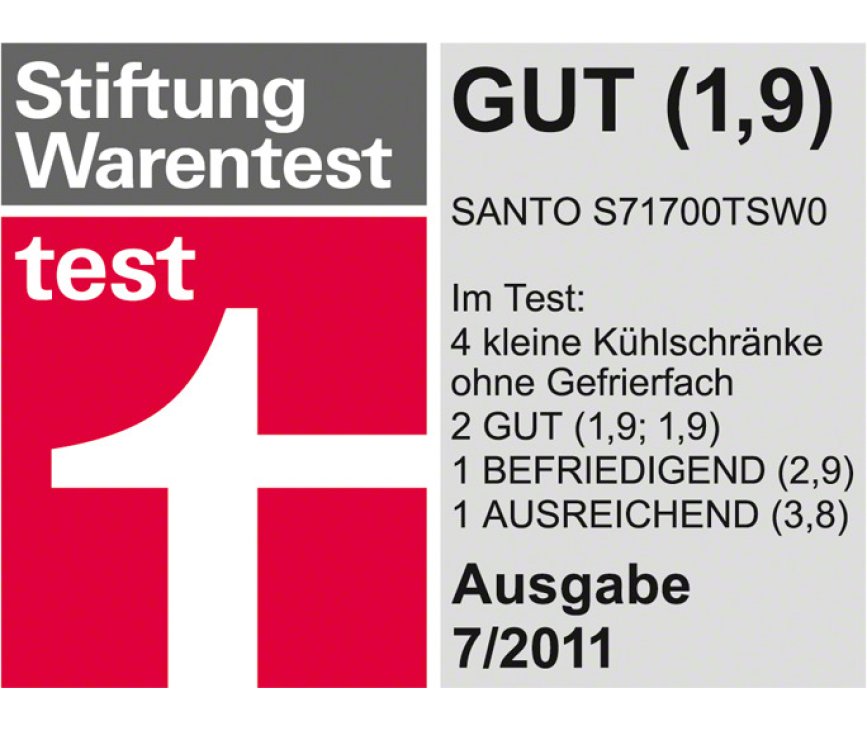 De AEG koeler S71700TSW0 is als goed getest in de Duitse variant van de consumenten test