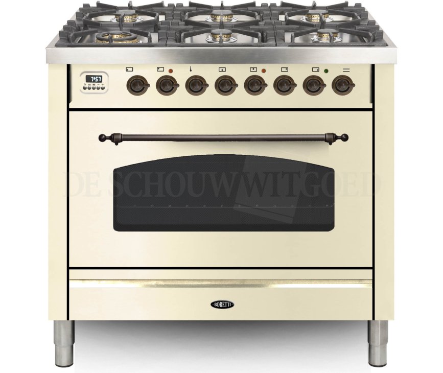 Boretti VPNO96OWG fornuis gasoven oud-wit