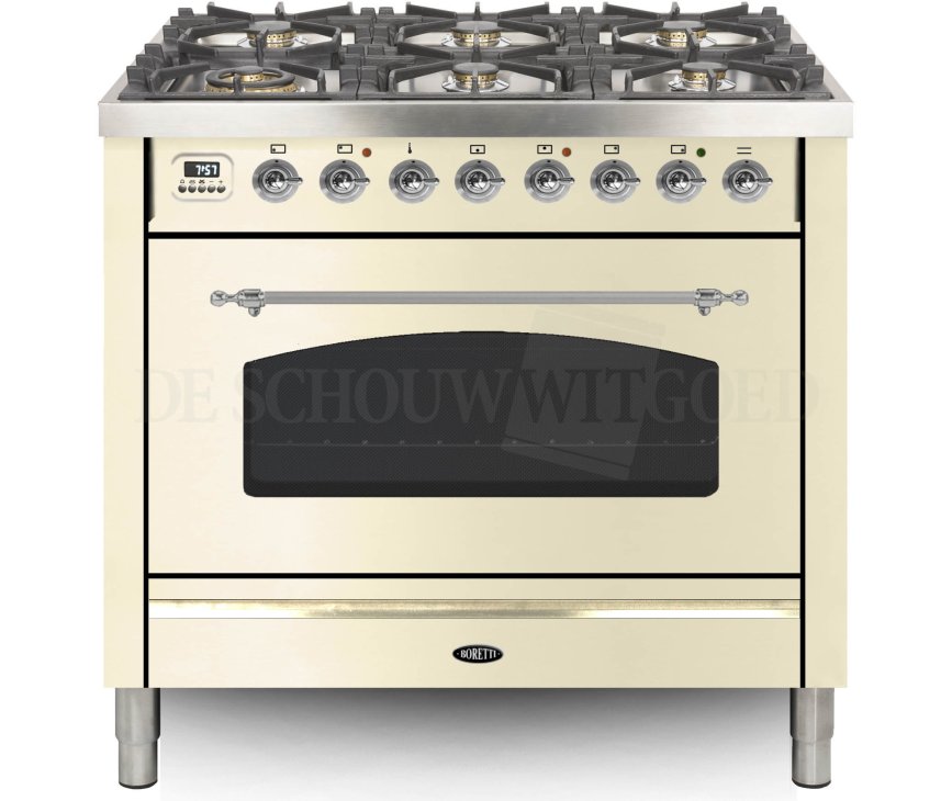 Boretti VPNR96OWG fornuis gasoven oud-wit