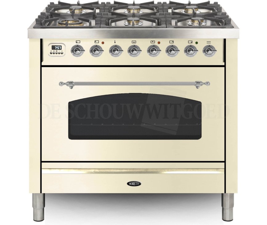 Boretti VPNR96OWG fornuis gasoven oud-wit