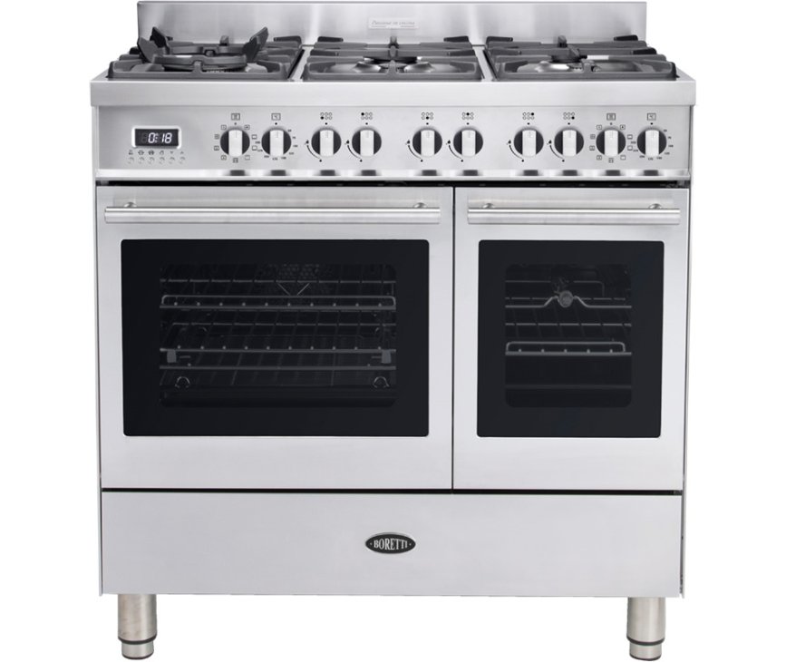 Boretti MFBG902IX/2 fornuis met dubbele oven - rvs - Milano