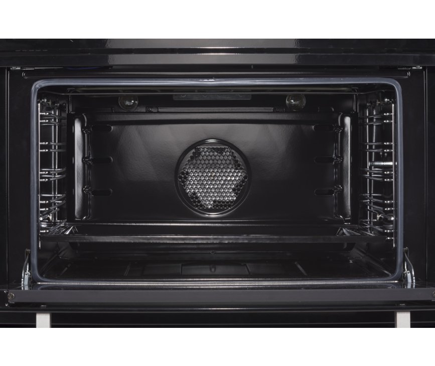 Foto van de binnenzijde van de oven van de Boretti VPNR96ZW. Deze heeft een inhoud van 89 liter en een energieklasse A labl