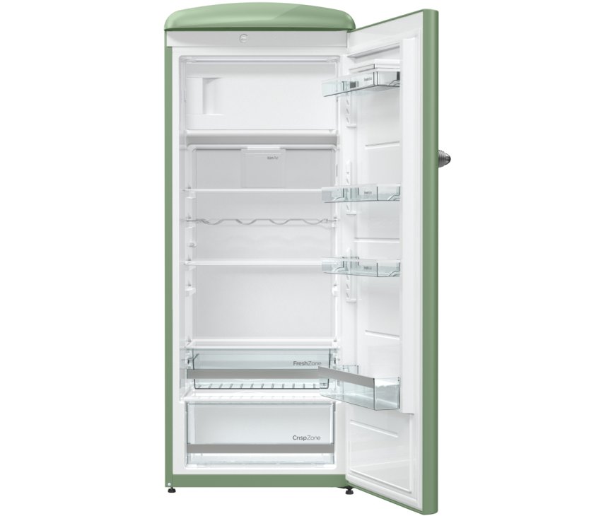 Praktisch is het degelijke interieur van de Etna KVV754GRO groen koelkast