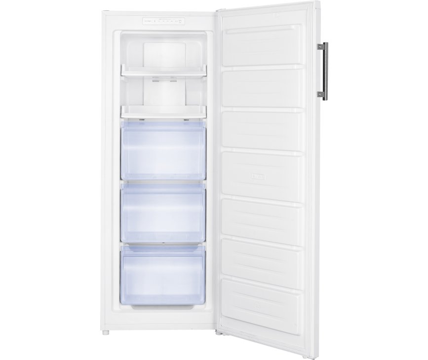 De Frilec BREMEN252-NF-040CW is een vrijstaande vrieskast van 143 cm. hoog uitgevoerd met netto inhoud van 161 liter. Deze vriezer is no-frost, heeft een energieklasse C label en en een geluidsniveau van 39 dB(A). De draairichting van de deur is verwissel