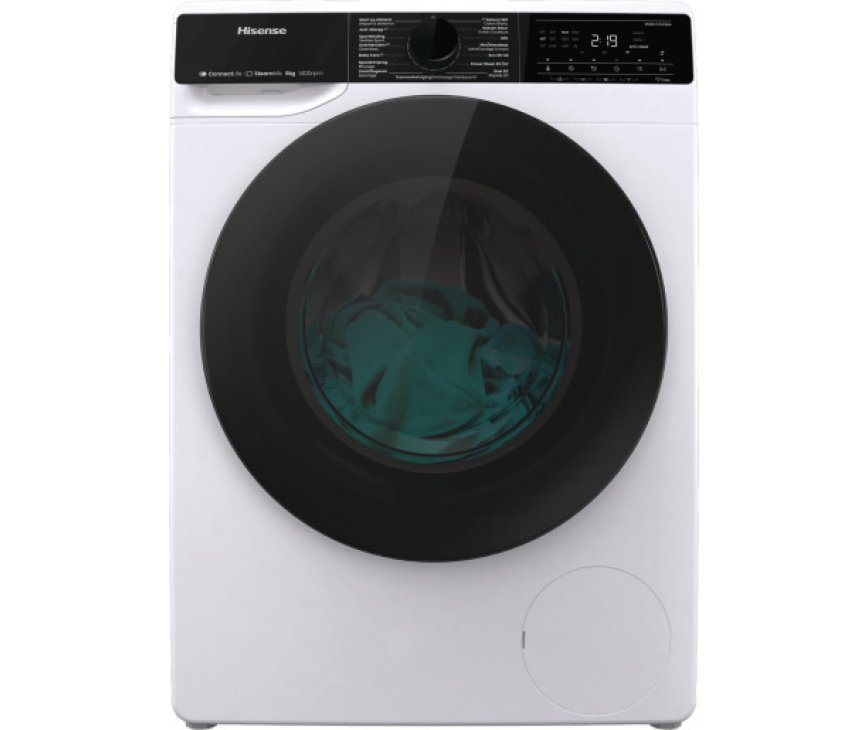 Hisense WF5V843BW/BLX wasmachine met wifi en energieklasse A label