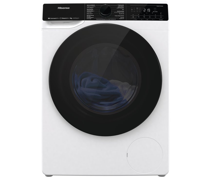 Hisense WF5V863BW wasmachine met WiFi, stoom, 8 kg en 1600 toeren