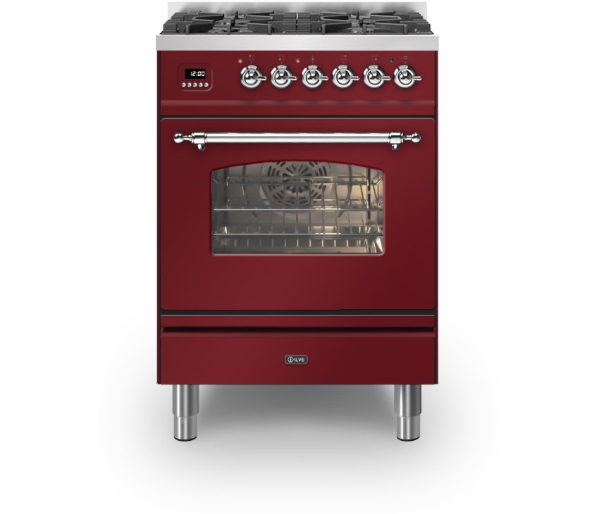 Ilve P06NE3/BU fornuis rood - 60 cm. breed