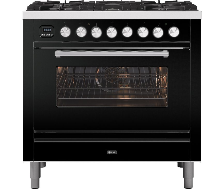 Ilve P096WE3/BK fornuis zwart - 90 cm. breed