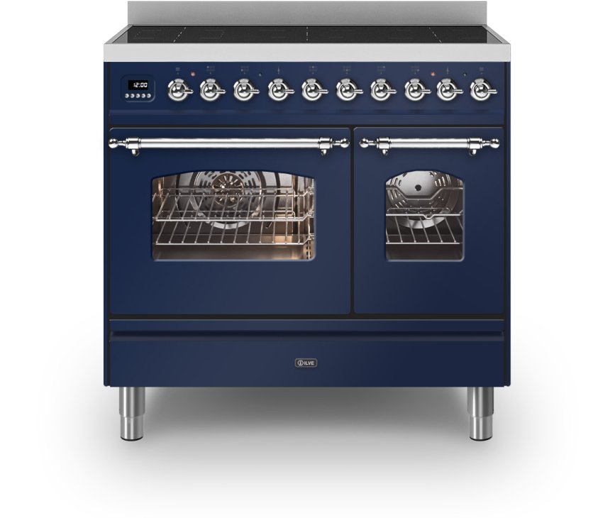 ILVE PDI096NE3/MB inductie fornuis - 2 ovens - 90 cm. - blauw