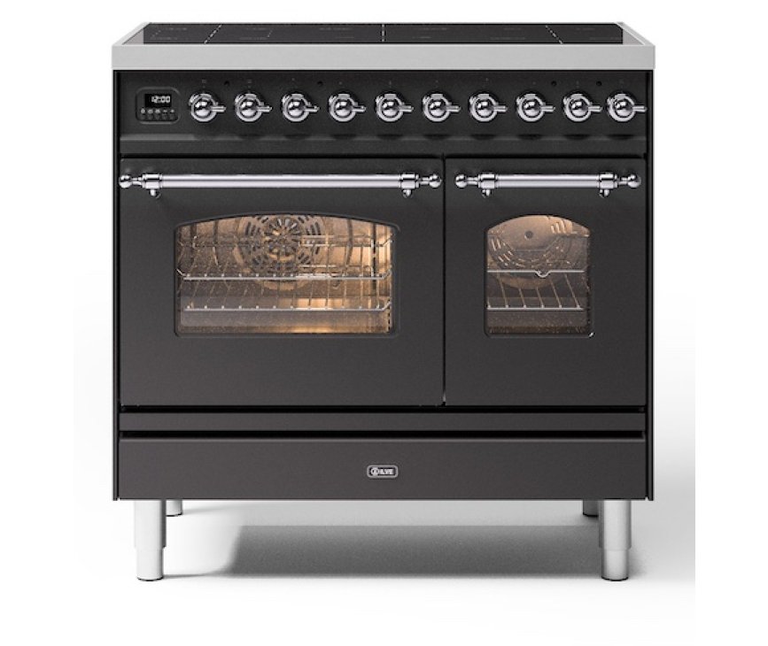 ILVE PDI096NE3/MG inductie fornuis - 2 ovens - 90 cm. - mat grafiet