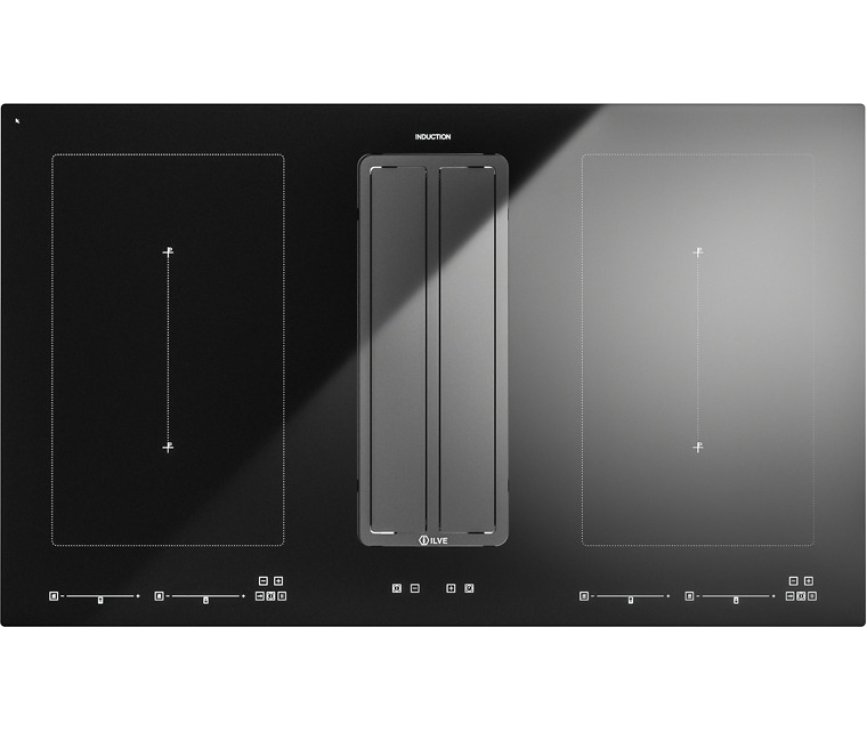 Ilve HVI90AGTC inbouw inductie kookplaat met afzuigkap - 90 cm. breed