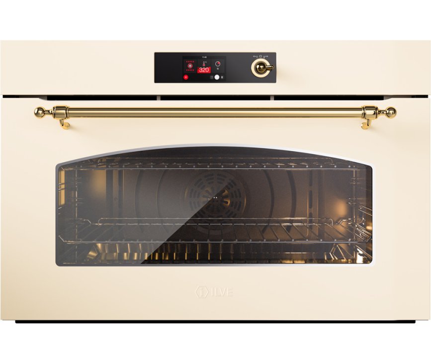 ILVE OV91SNT3/AWG inbouw oven - antiek wit/messing - 90 cm. breed