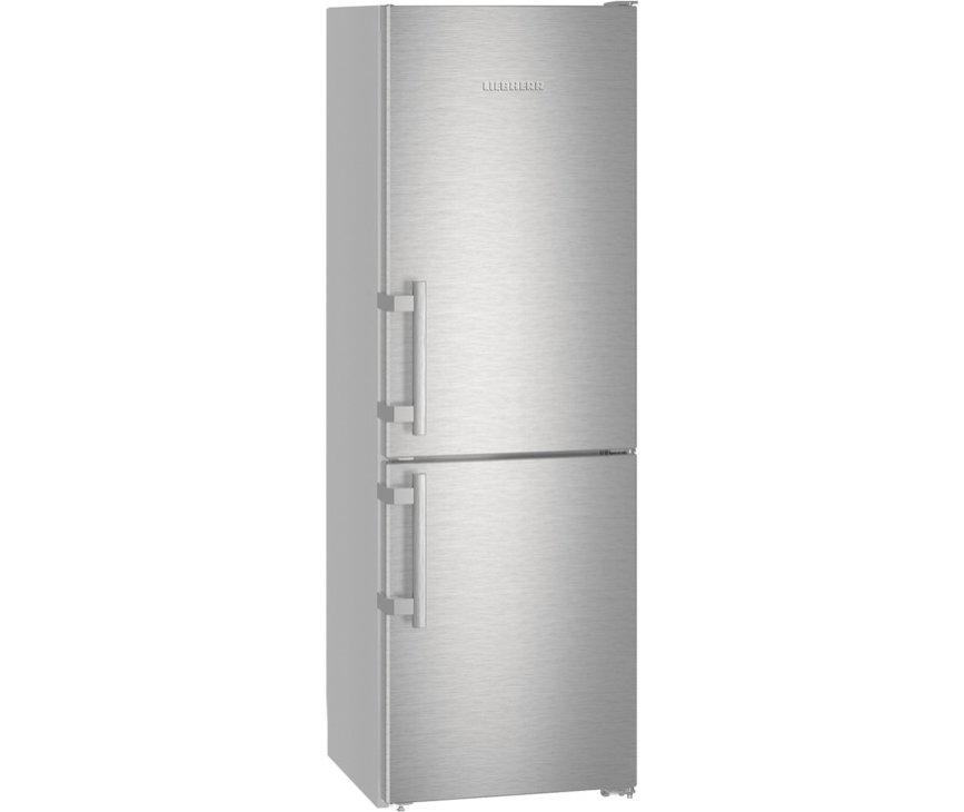 De Liebherr CNef3515 koelkast rvs is rondom grijs met RVS deuren