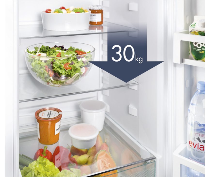 De glasplateaus van de Liebherr IKB2360 inbouw koelkast kunnen tot 30 kg dragen