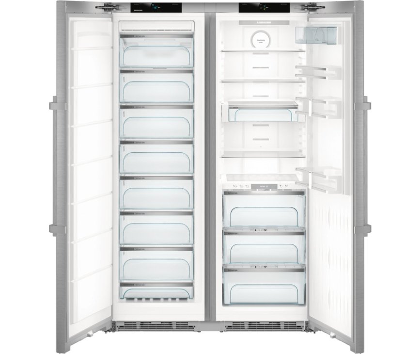 Het interieur van de Liebherr SBSes8663 side-by-side koelkast