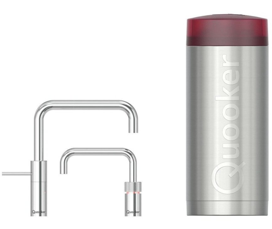 Quooker COMBI+ Nordic Square Twintaps CHROOM - kokend water kraan