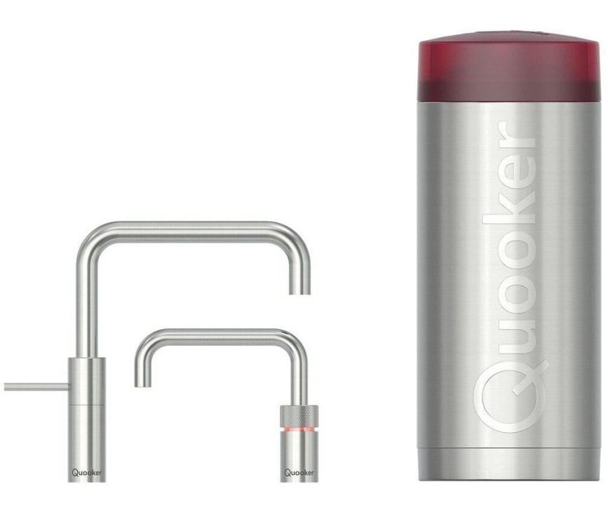 Quooker COMBI+ Nordic Square Twintaps RVS - kokend water kraan