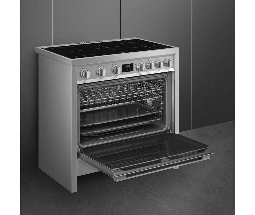 Smeg B95IMX9 inductie fornuis - roestvrijstaal