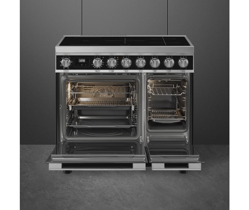Smeg CPF92IMBL inductie fornuis - zwart - dubbele oven - Portofino