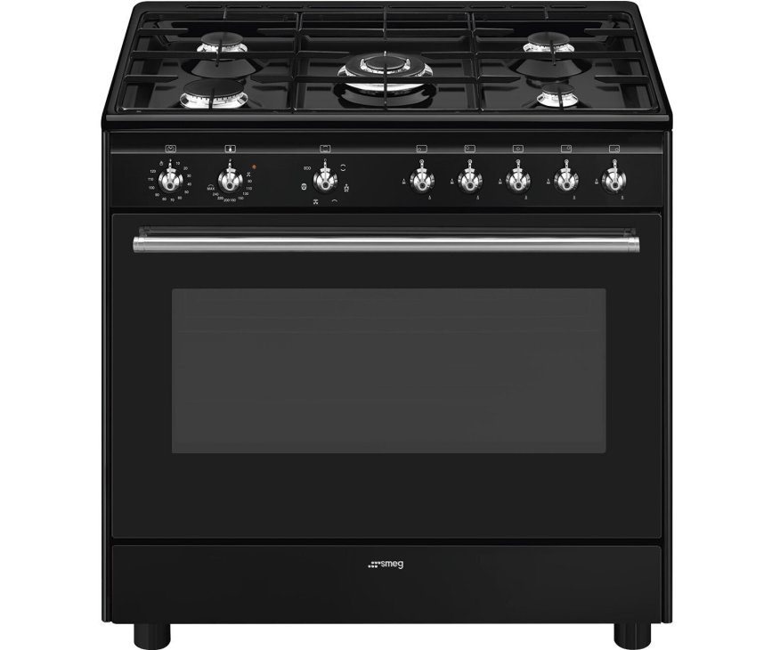 Smeg CX91GMBLNLK gas fornuis - 90 cm. breed - zwart