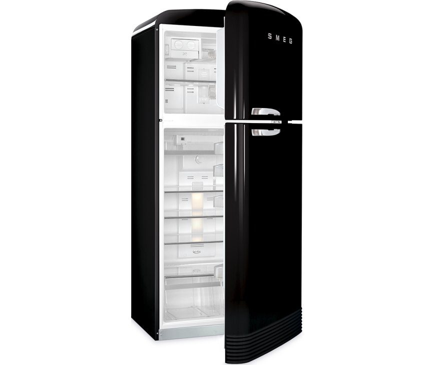 De Smeg FAB50RBL5 koelkast zwart beschikt over een rechtsdraaiende deur