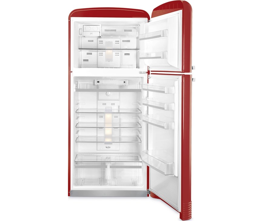 Het koeldeel van de Smeg FAB50RRD5 koelkast rood heeft een inhoud van 315 liter