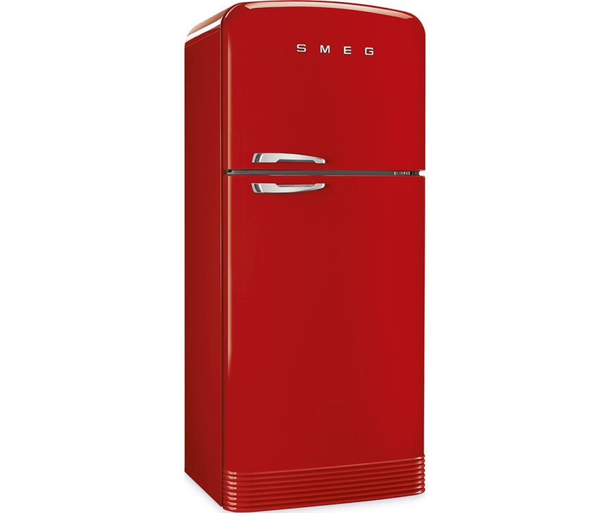 De Smeg FAB50RRD5 koelkast rood is rondom uitgevoerd in knallend rood