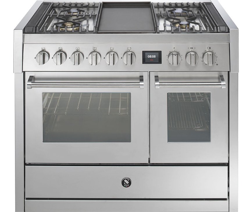 Steel GQ10SF-4T fornuis met combi-stoomoven en frytop - 100 cm breed