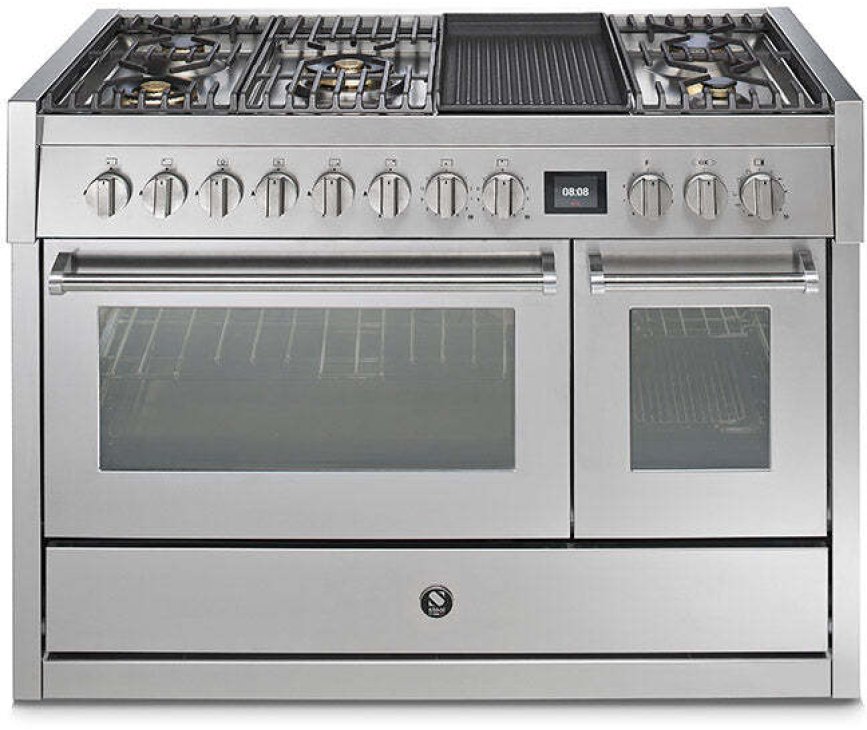 Steel GQ12SF-4BM rvs fornuis met combi-stoomoven - 120 cm breed