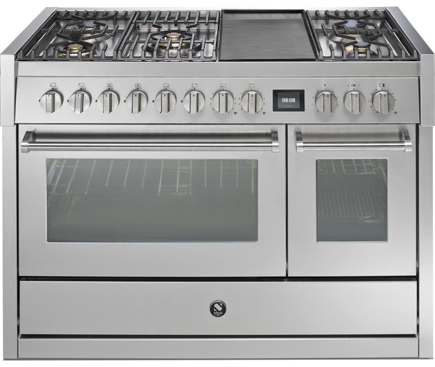 Steel GQ12SF-4TM rvs fornuis met combi-stoomoven - 120 cm breed