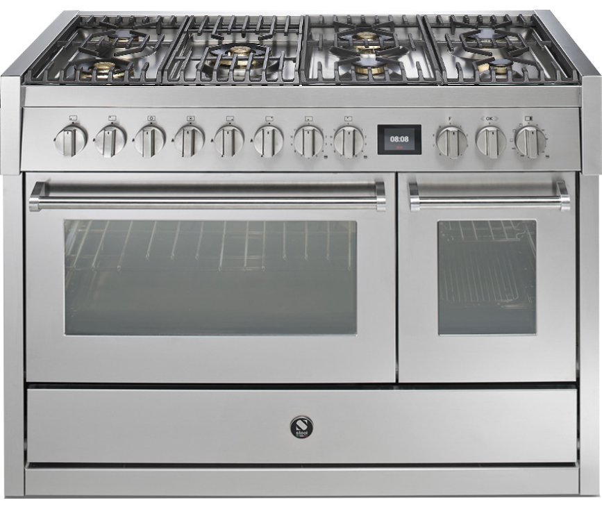 Steel GQ12SF-6M rvs fornuis met combi-stoomoven - 120 cm breed