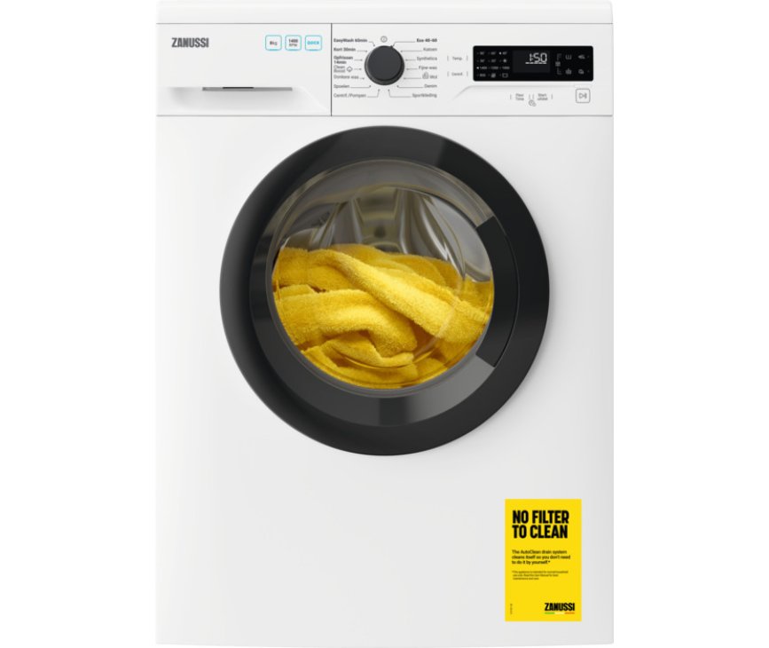 Zanussi PISA wasmachine met 1400 toeren en 8 kg.