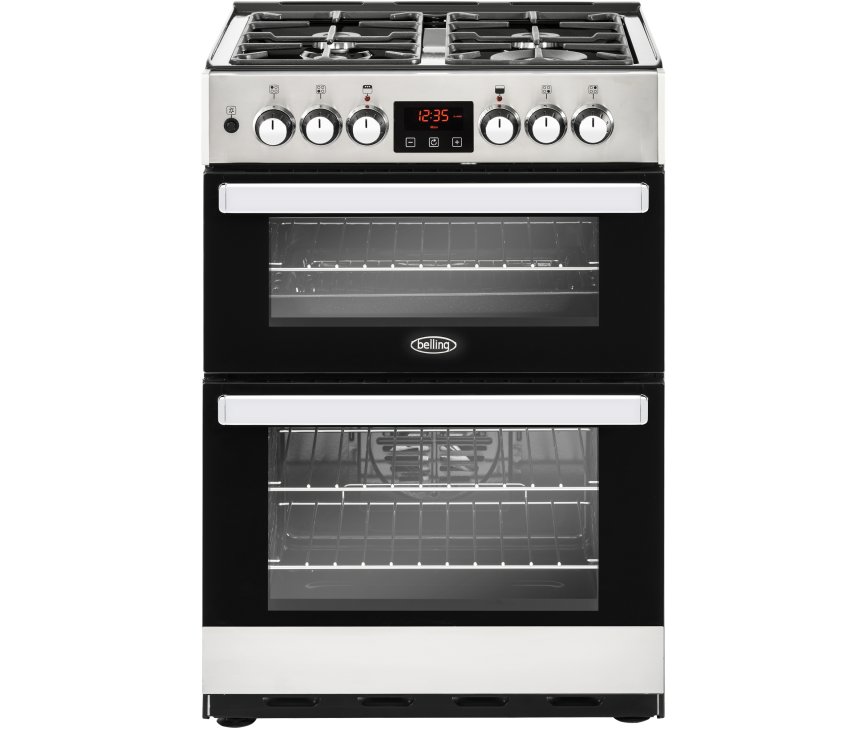 Belling Cookcentre 60 DF EU RVS gas fornuis - 60 cm. breed - dubbele oven