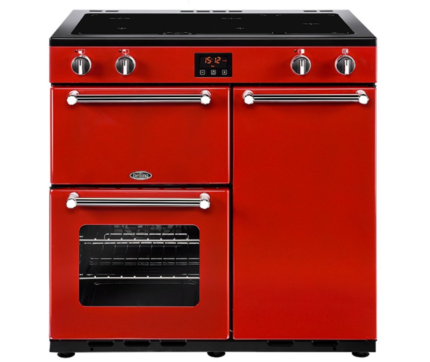 Belling KENSINGTON 90 EI RED inductie fornuis - kleur rood - 3 ovens