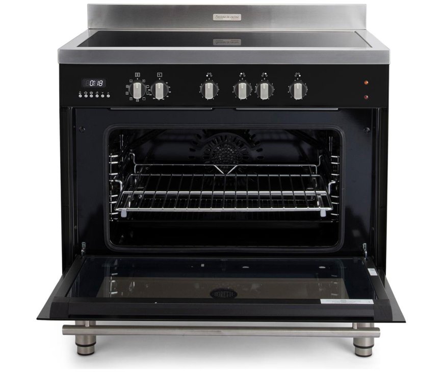 De Boretti MFBI901ZW is voorzien van een multifunctionele oven met hetelucht, onder/bovenwarmte en grill