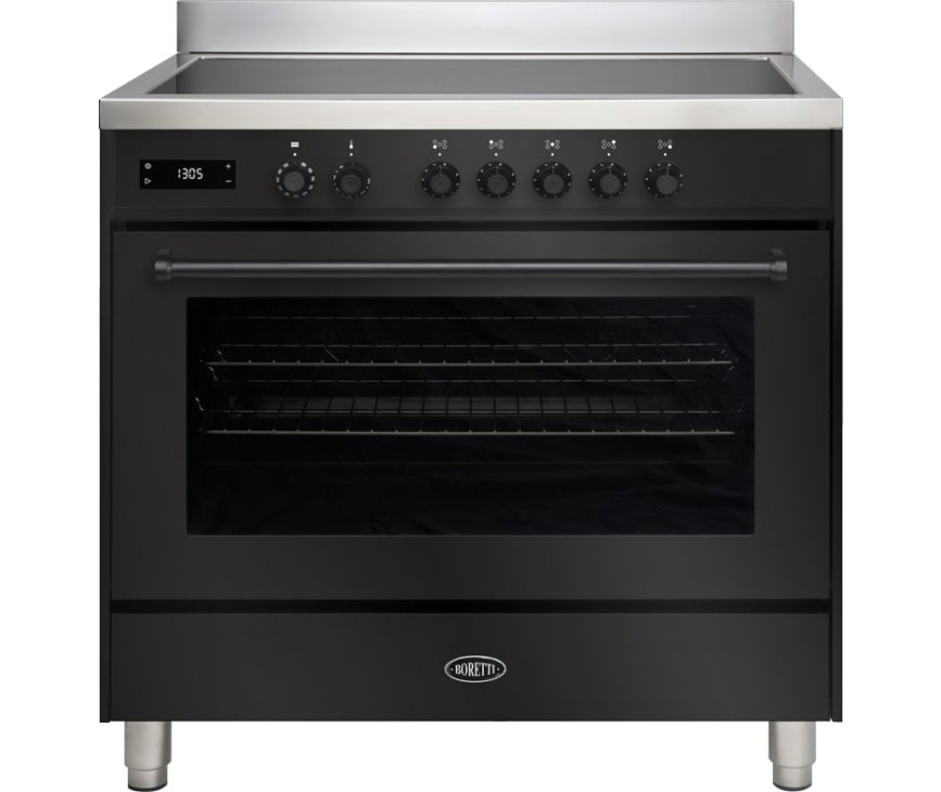 Boretti MLI95XZW inductie fornuis met dubbele oven - zwart