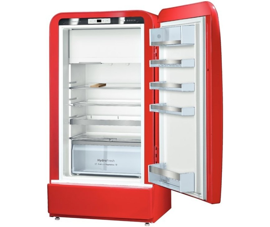 De binnenzijde van de Bosch KSL20AR30 koelkast rood