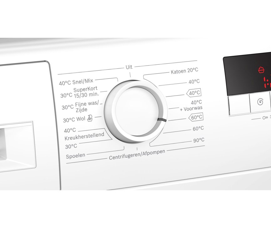 Met de draaiknop regelt u het gewenste programma voor de Bosch WAJ28000NL wasmachine