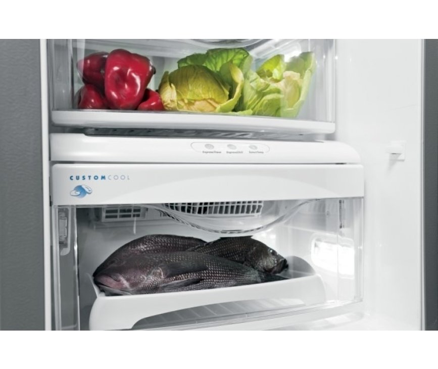 De lades onderin het koelgedeelte zijn praktisch voor het langer bewaren van groente, fruit, vlees en vis