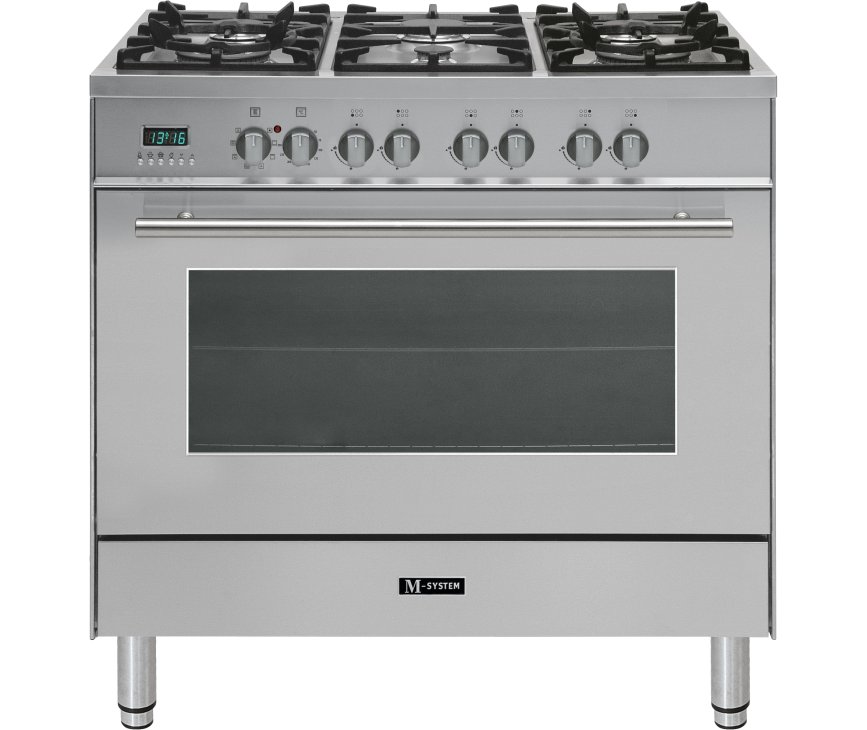 MSystem MFNW96IX gas fornuis rvs De Schouw Witgoed