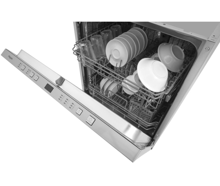 De bediening van de Pelgrim GVW430L bevindt zich op de bovenrand van de afwasmachine