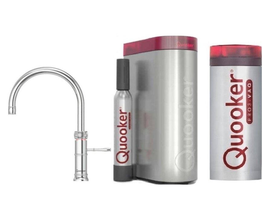 Quooker PRO3 & CUBE Fusion Round koud, bruisend en kokend water kraan