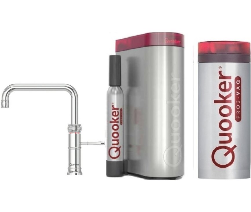 Quooker PRO3 & CUBE Classic Fusion Square koud, bruisend en kokend water kraan