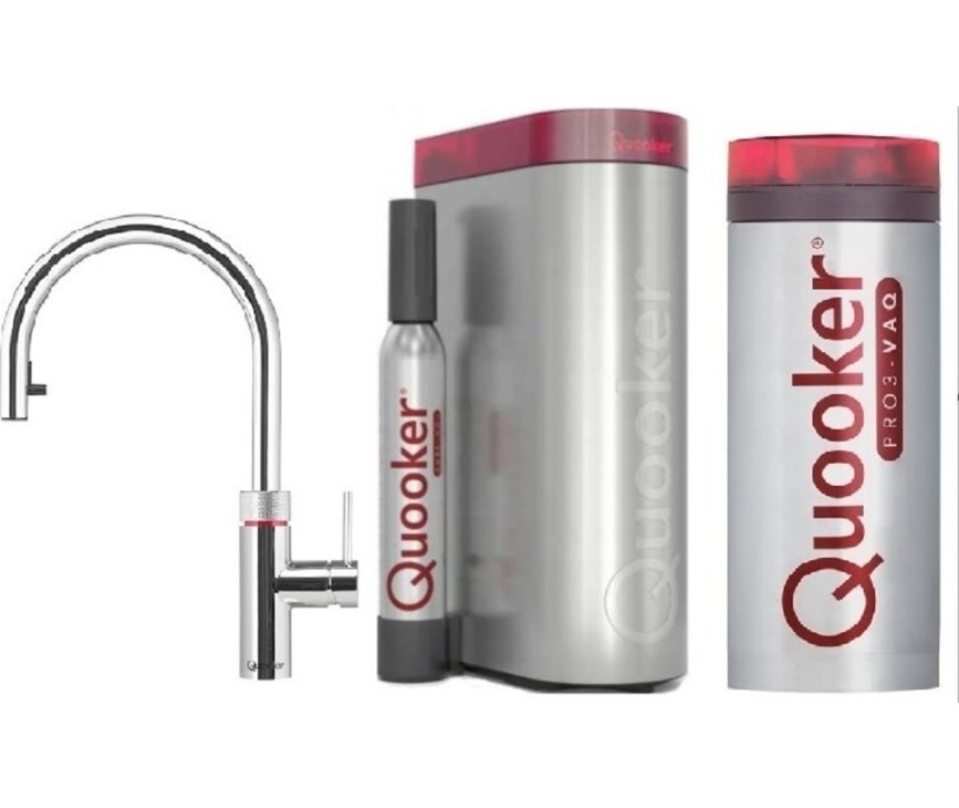 Quooker PRO3 & CUBE Flex koud, bruisend en kokend water kraan