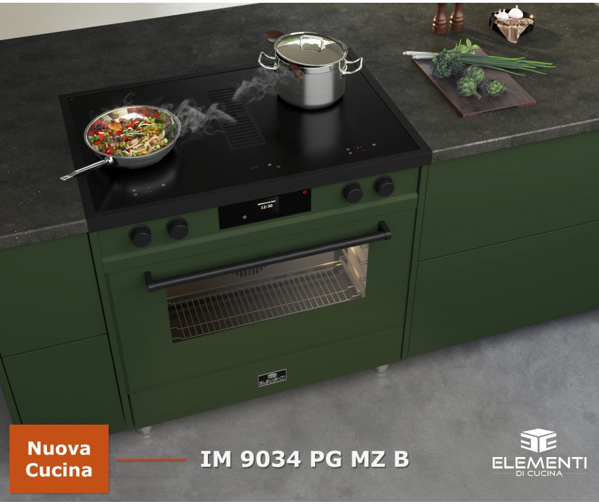 Elementi di Cucina IM9034-PG-MZ-B inductie fornuis met afzuiging - groen