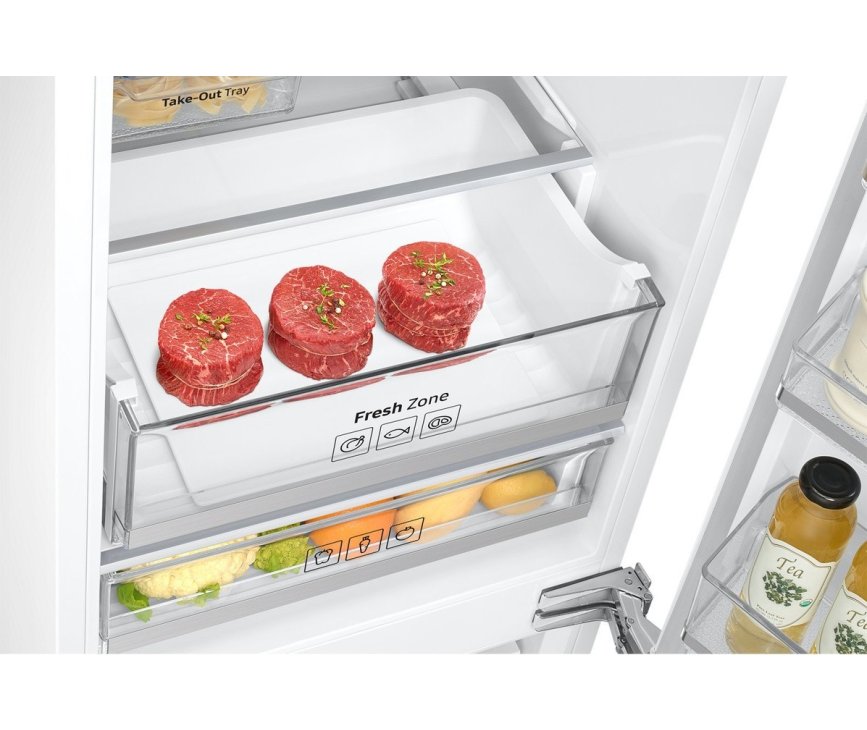 De Fresh zone onderin het koelgedeelte is geschikt voor het langer bewaren van groente en fruit