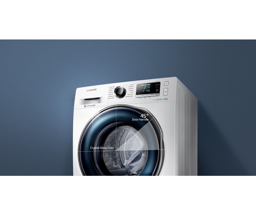 De Samsung WW90J6600CW wasmachine is een echt design apparaat met een vulgewicht van 9 kg