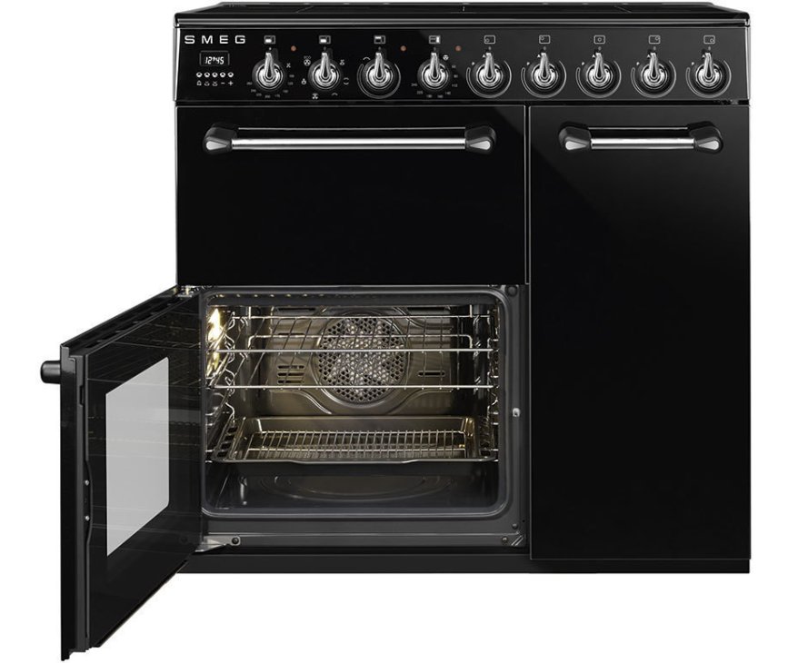 De oven linksonder is een multifunctionele oven met hetelucht functie