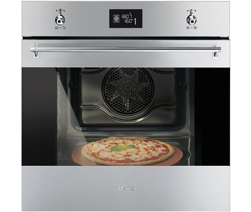 Smeg SF6390XPZE inbouw oven met pizza functie en pizza steen