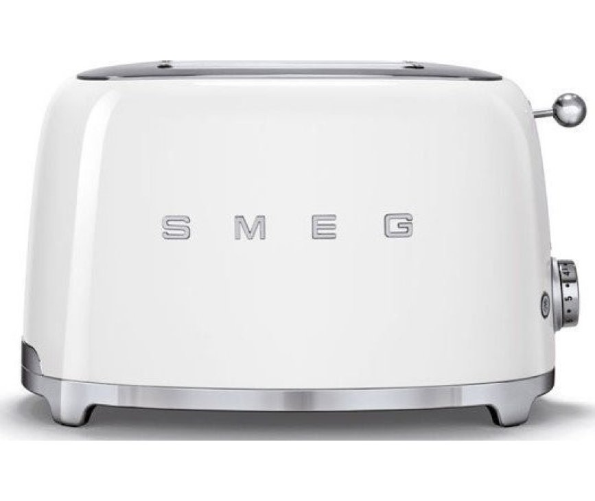 De Smeg TSF01WHEU broodrooster wit is uitgevoerd in het jaren 50 retro design